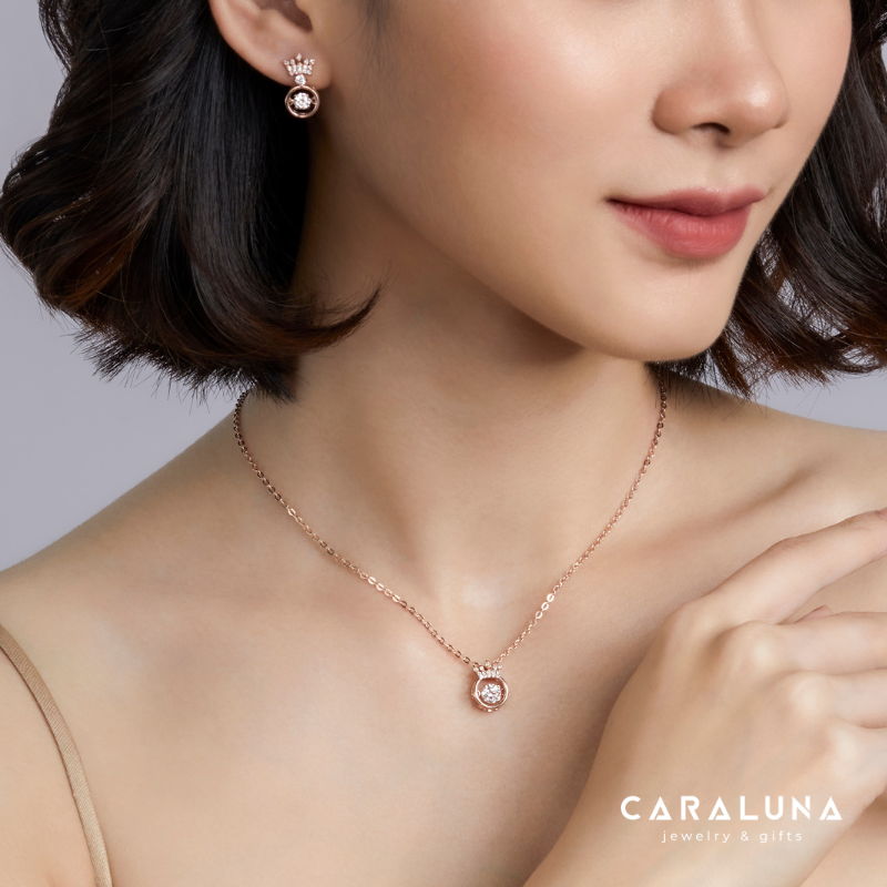 Quà Tặng 8/3 Dây Chuyền Bạc 925 Vương Miện Đá Nhảy Hàn Quốc My Queen - Mặt Tròn Vương Miện - VYN13