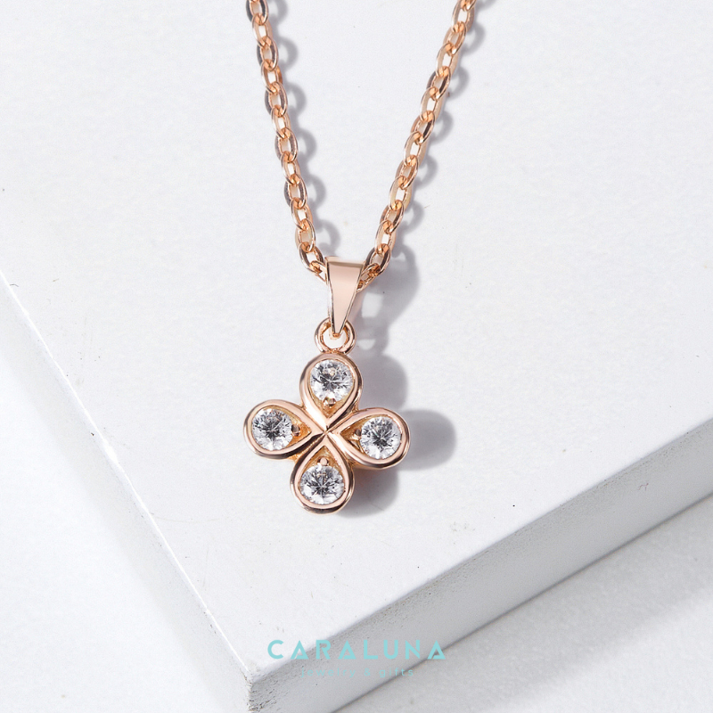 Dây Chuyền Bạc 925 Cỏ 4 Lá Đính Đá - 4 Leaf Clover - VYN50