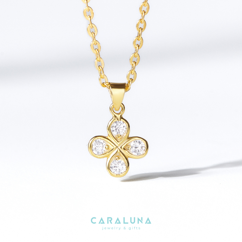 Dây Chuyền Vàng 10K Cỏ 4 Lá Đính Kim Cương Moissanite 4 Leaf Clover - VYN50V