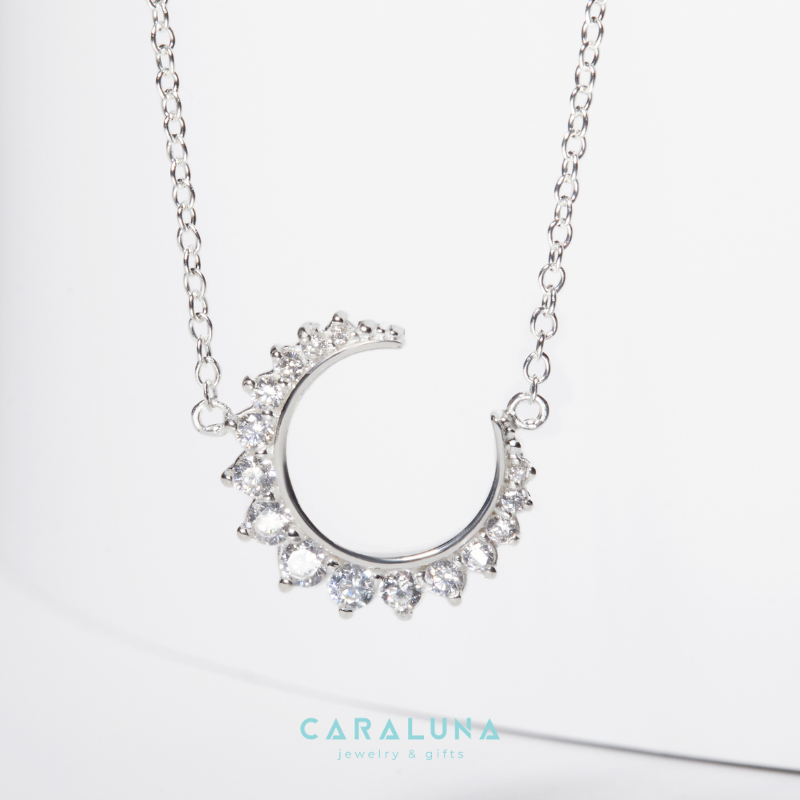 Dây Chuyền Bạc 925 Mặt Trăng Khuyết Đính Đá - Bling Moon - VYN501