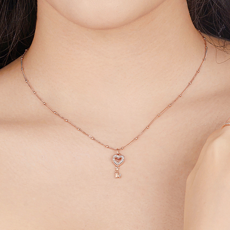 Dây Chuyền Đôi Cho Nữ Bạc 925 Chìa Khóa Trái Tim Heart Lock - VYN59 *