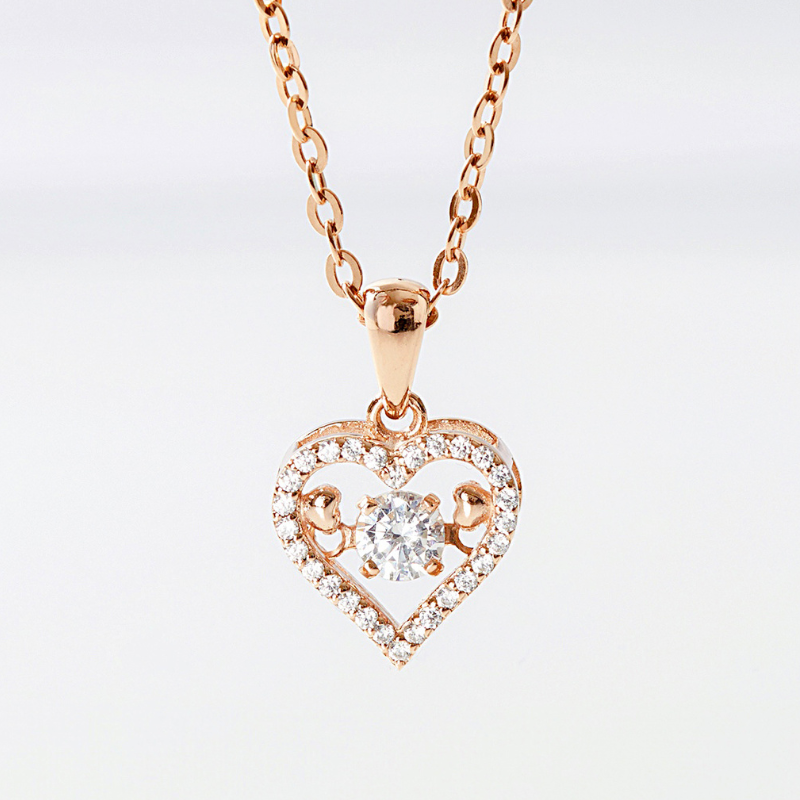 Quà Tặng 8/3 Dây Chuyền Bạc 925 Trái Tim Đá Nhảy Đính Đá Viền Stone Bling Heart - VYN60