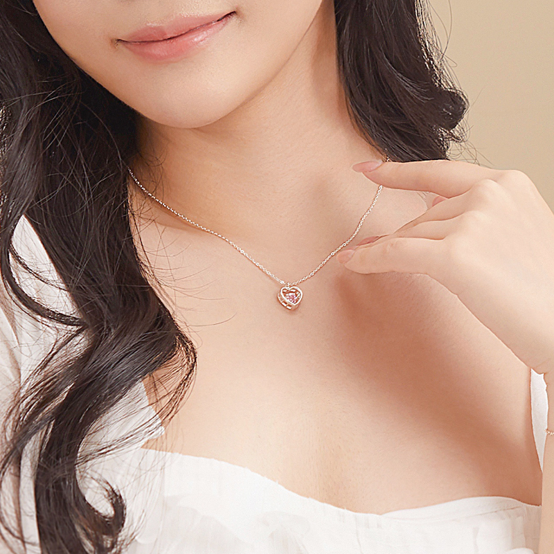 Quà Tặng 8/3 Dây Chuyền Bạc 925 Trái Tim Đá Nhảy Bling Heart - VYN62