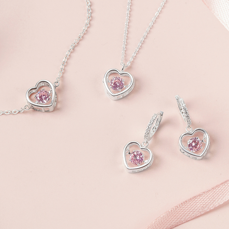 Quà Tặng 8/3 Dây Chuyền Bạc 925 Trái Tim Đá Nhảy Bling Heart - VYN62