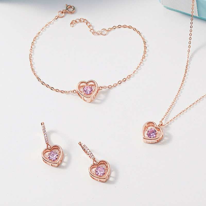 Quà Tặng 8/3 Dây Chuyền Bạc 925 Trái Tim Đá Nhảy Bling Heart - VYN62