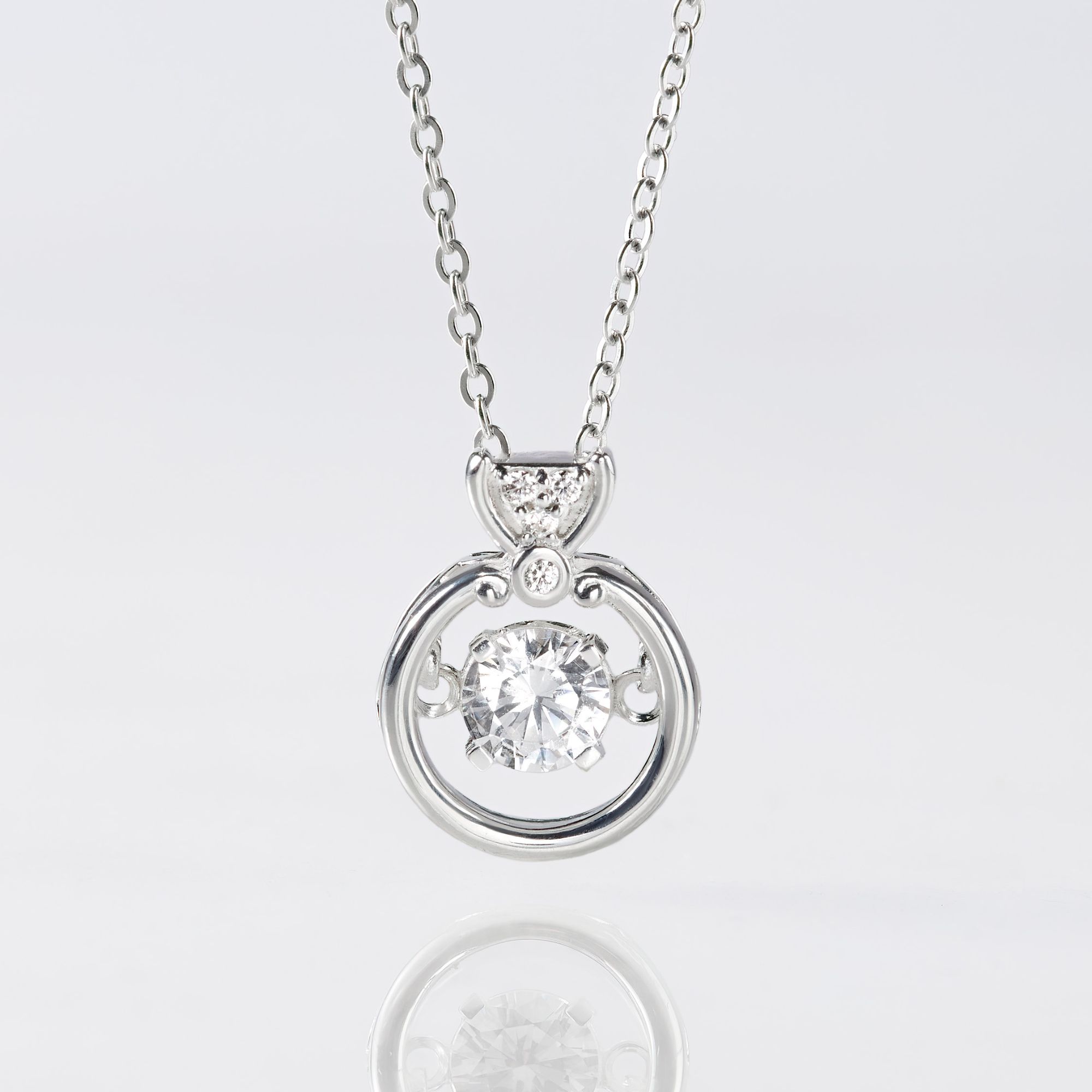 Quà Tặng 8/3 Dây Chuyền Bạc 925 Hình Nhẫn Cầu Hôn Đá Nhảy Ring Dancing Stone Necklace - VYN70