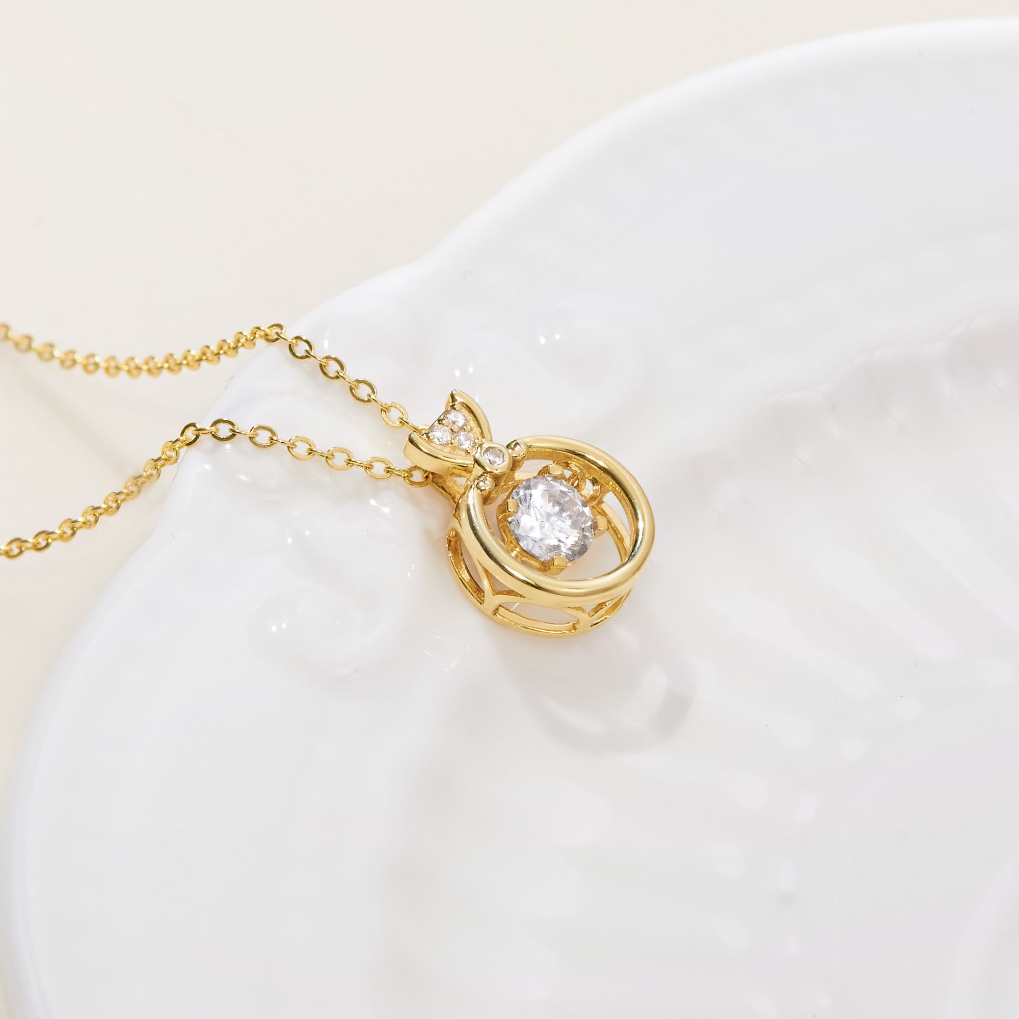 Quà Tặng 8/3 Dây Chuyền Bạc 925 Hình Nhẫn Cầu Hôn Đá Nhảy Ring Dancing Stone Necklace - VYN70