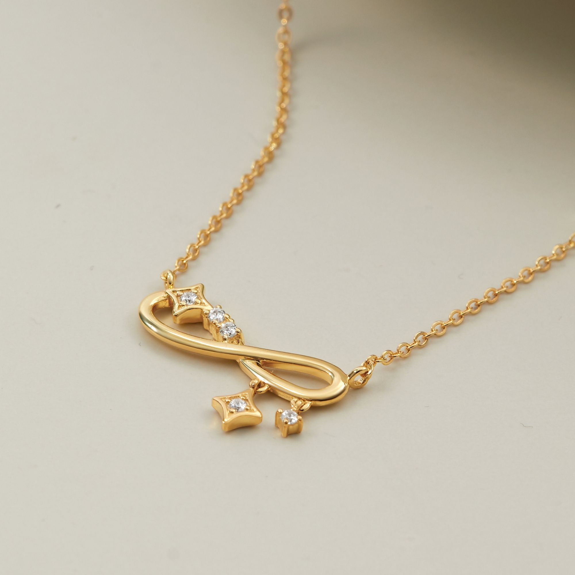 Quà Tặng 8/3 Vòng Cổ Bạc 925 Hình Vô Cực Đính Đá Treo Infinity Necklace - VYN72