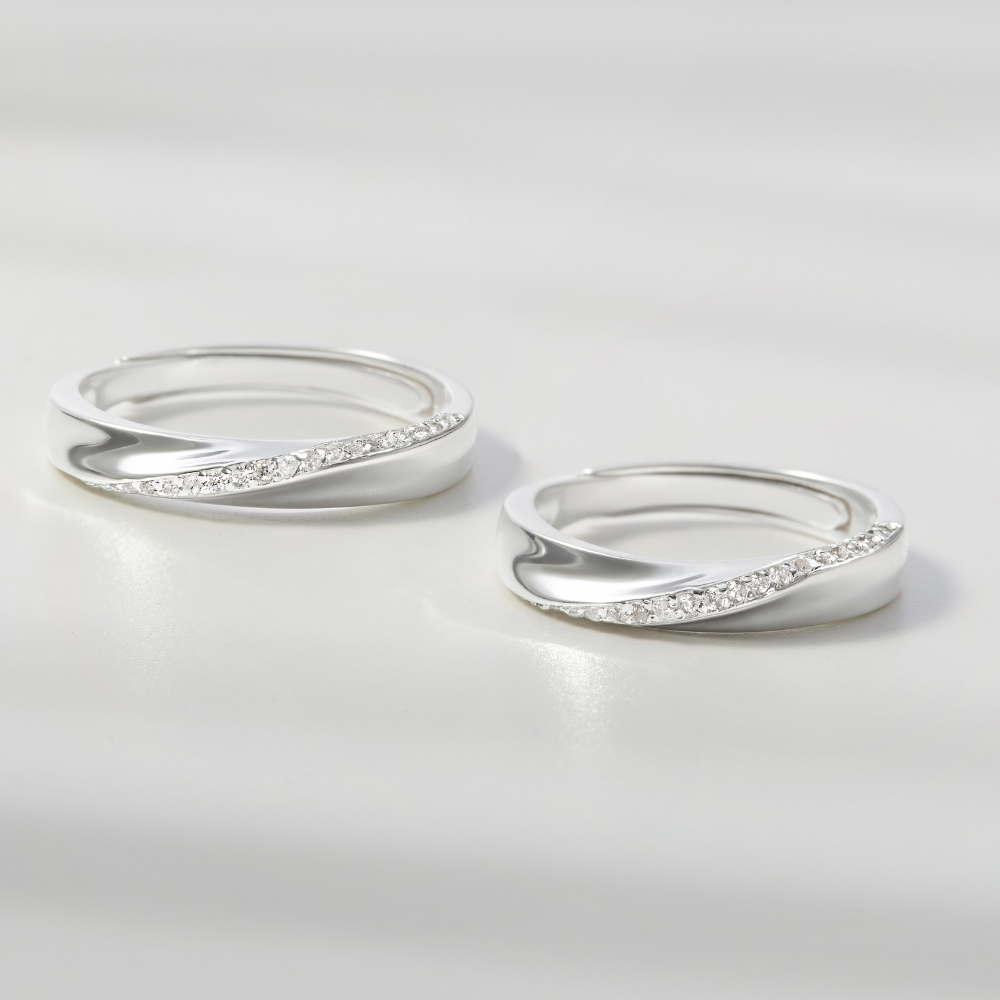 (Một Cặp) Nhẫn Đôi Bạc 925 Freesize Tình Yêu Symbols Of Love - VYR03 & VYR04