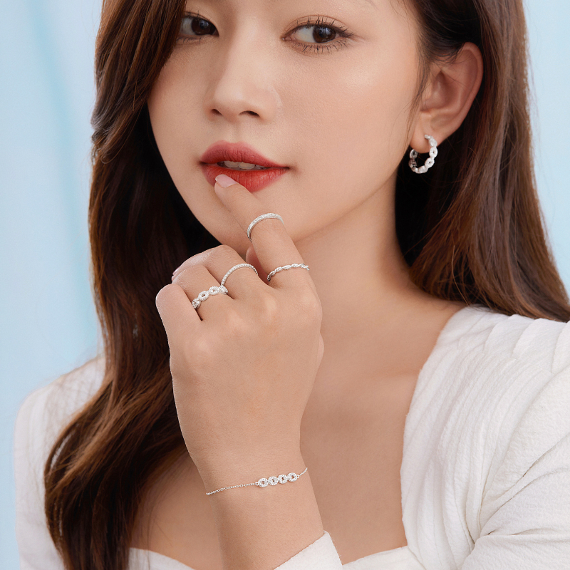 Hoa Tai Bạc 925 Đính Đá - C Hoop Earrings - Connect - VYE502