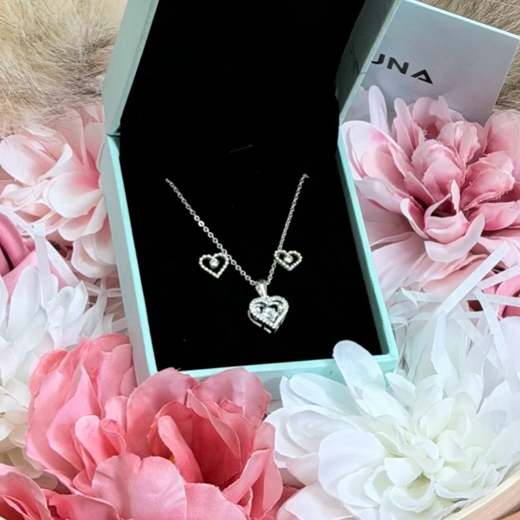 Set Quà Tặng Trang Sức Bạc 925 Trái Tim Đá Nhảy Tình Yêu - VYN60 + VCE510