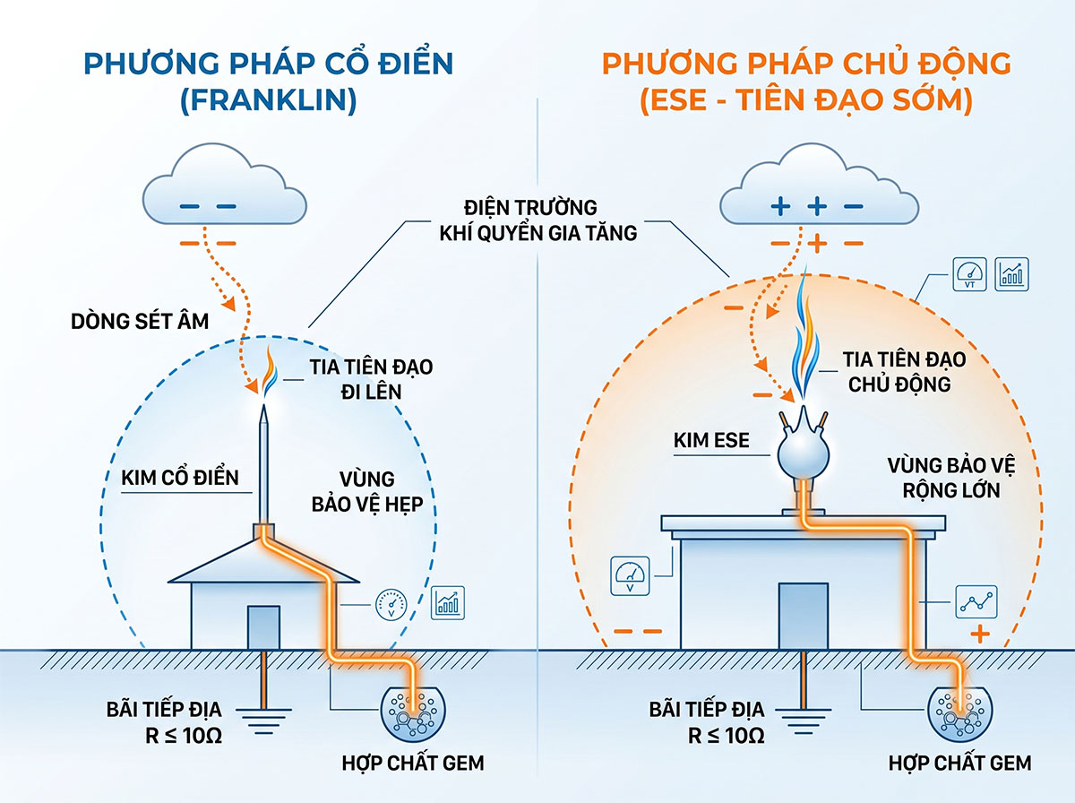 Nguyên lý hoạt động của kim thu sét