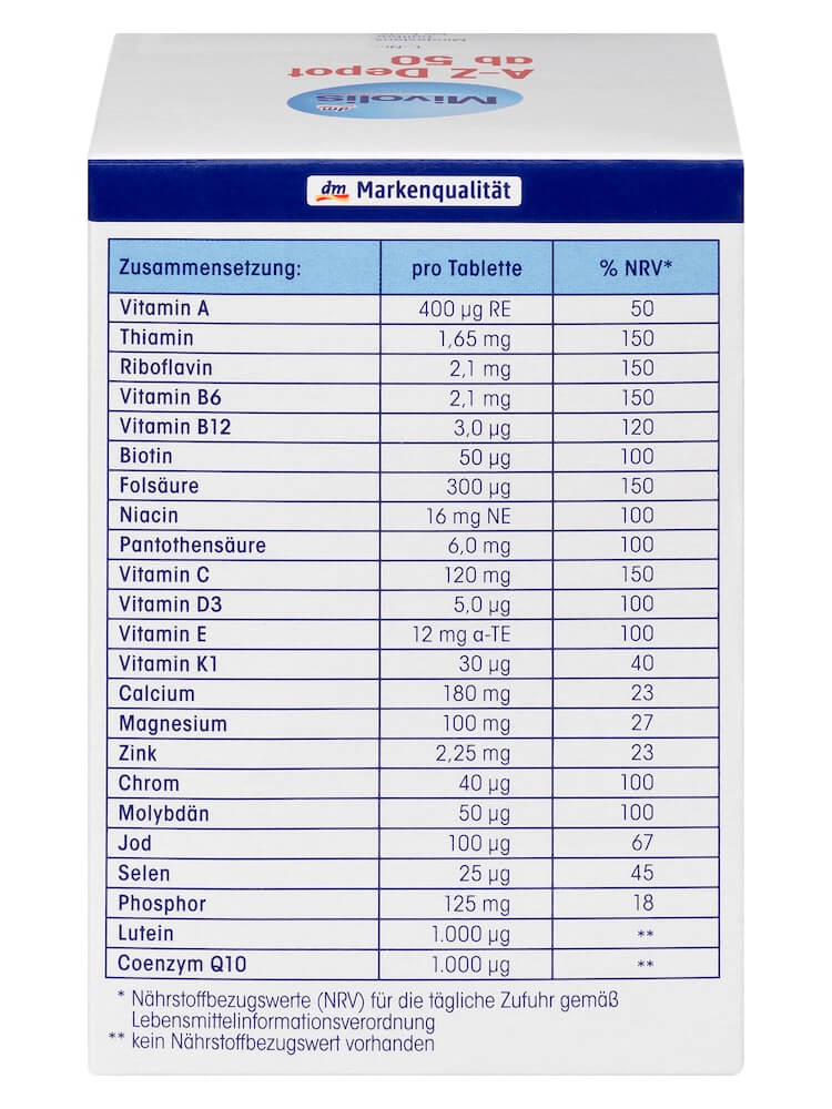 Vitamin Tổng Hợp Mivolis A Z Depot Ab Trên 50 Tuổi, 100 Viên
