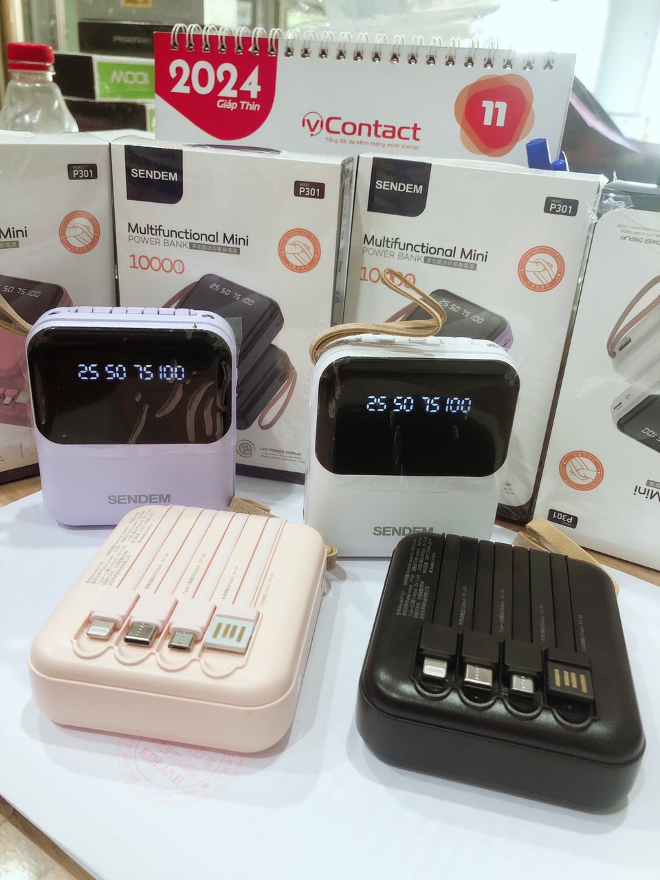 Pin sạc dự phòng chính hãng Sendem P301 kèm cáp sạc, dung lượng chuẩn 10000mAh