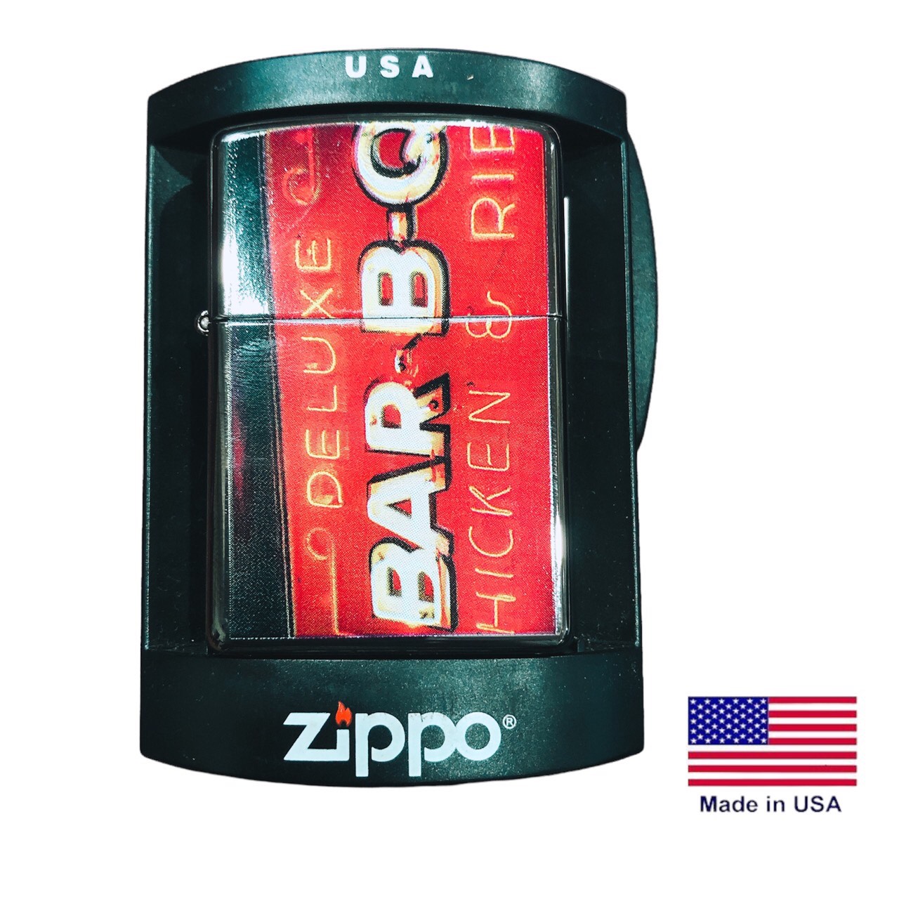 Bật lửa Zippo Mỹ in sơn chủ đề Bar - B- Q Deluxe Hicken, Hàng chính hãng