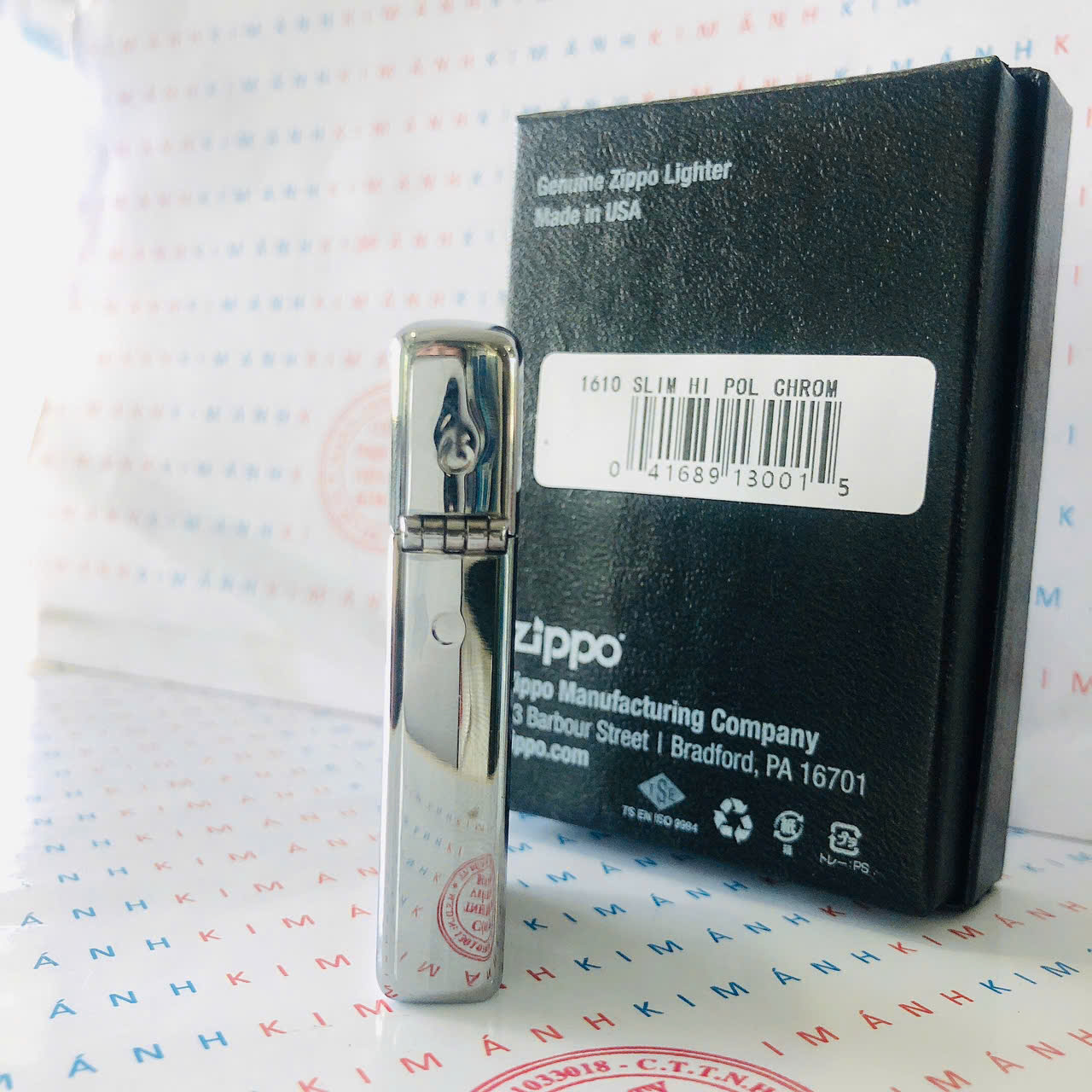Bật lửa Zippo Slim Mỹ Silver Mirror 1610, hàng chính hãng có giấy nhập khẩu gửi kèm theo đơn hàng