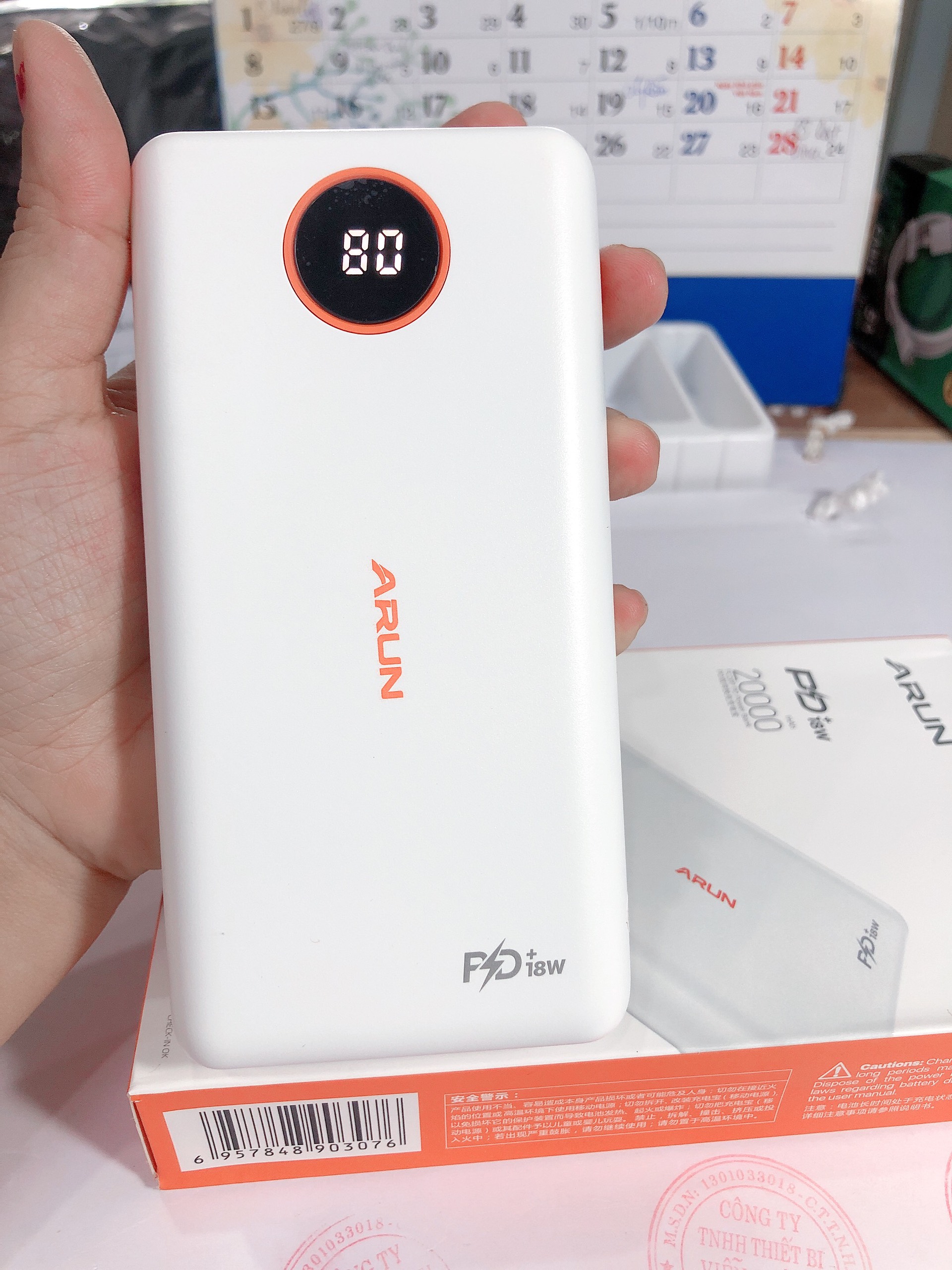 Sạc Dự Phòng Arun FC20P 20000 mAh (PD18W, QC3.0) Sạc Nhanh 2 Chiều Type C, Hàng chính hãng