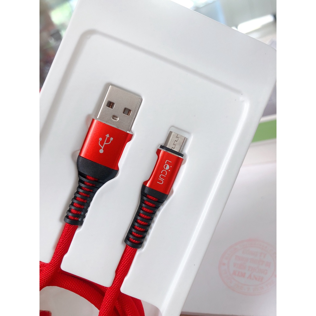 Dây sạc nhanh Lecun XC-10, 5V- 5A, bện vải dù - Hàng Chính Hãng bảo hành 12 tháng