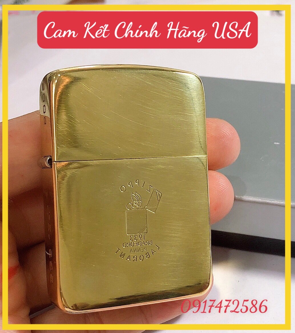 Bật lửa Zippo Mỹ Brass Vintage 1941, Khắc ăn mòn 4 mặt, Bản giới hạn, Mạ vàng 18K