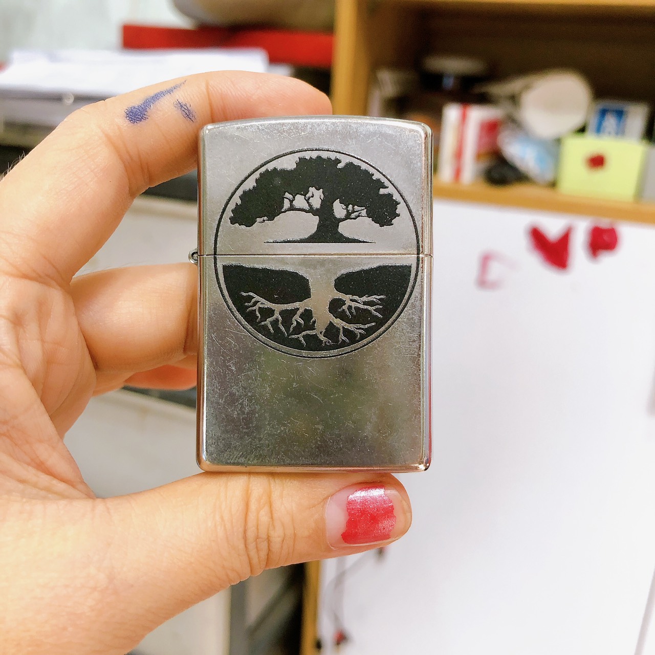 Bật lửa, hộp quẹt Zippo MỸ Street Chrome khắc ăn mòn đổ sơn full nắp mẫu cây của cuộc đời, Hàng chính hãng