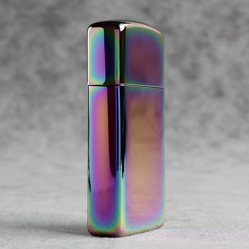 Bật lửa Zippo Mỹ Slim high polish chrome mã 20493ZL Màu Tím Titan, Mộc ngược, Hàng chính hãng