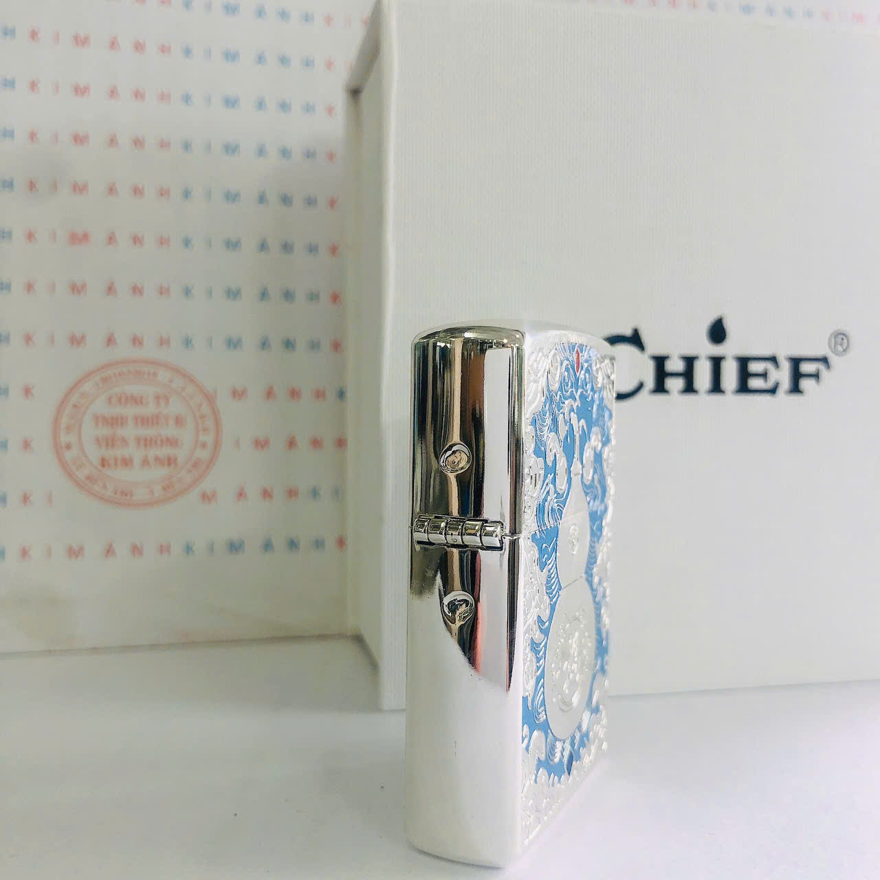 Bật Lửa CHIEF Chủ Đề Lục Bình Phúc Lộc Mã CF2008 - Vỏ Đồng Nguyên Khối Càng Dùng Càng Bóng