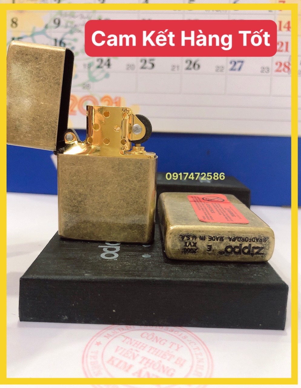 {La mã }  Bật Lửa Zippo Màu Vàng Loại Giả Cổ, Mộc la mã, Vỏ bằng đồng ruột thép không gỉ Có tem đỏ