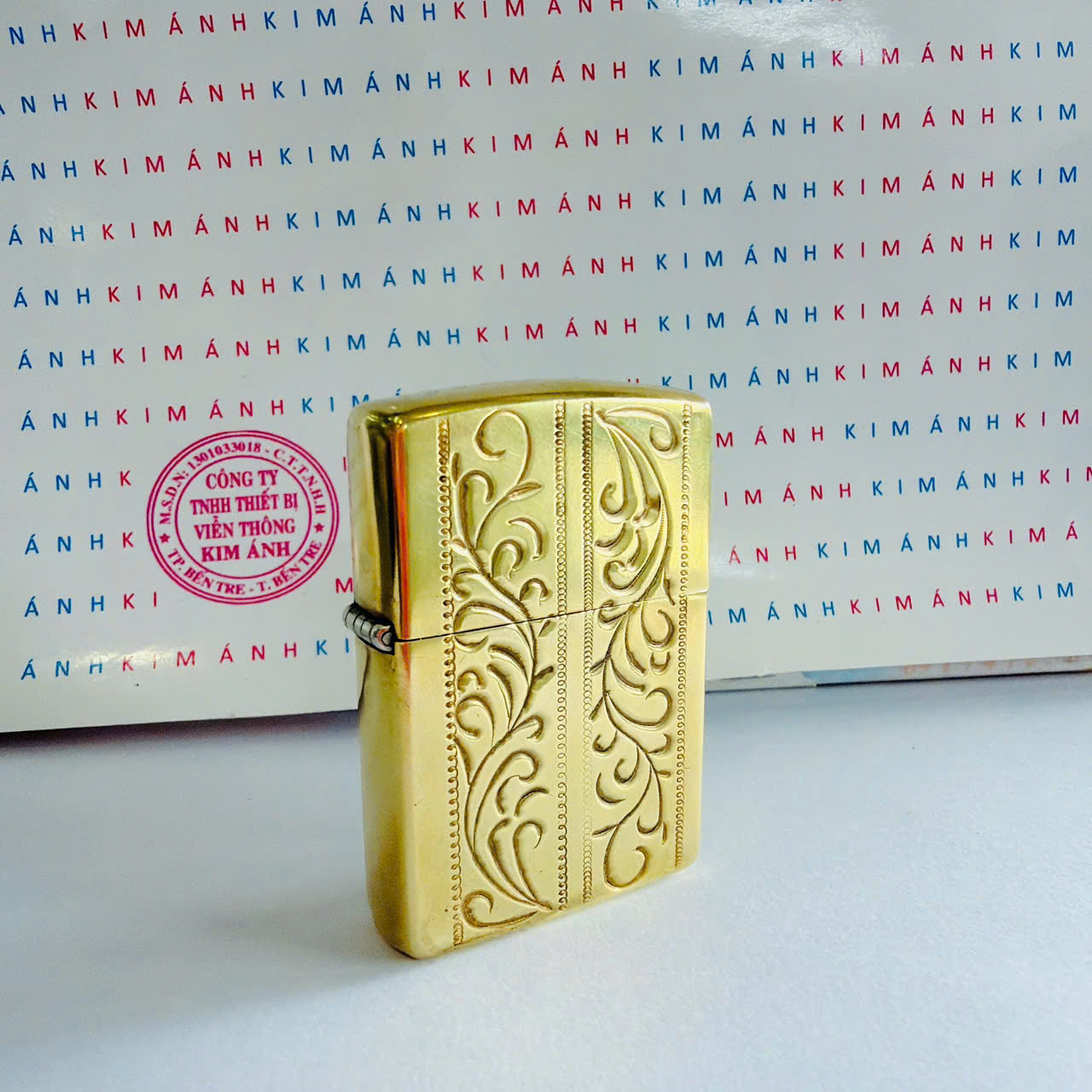 BẬT LỬA ZIPPO MỸ CHU NIÊN BRASS ĐỒNG, KHẮC ĂN MÒN HOA VĂN Ý 2 MẶT - CHU NIÊN 32-91