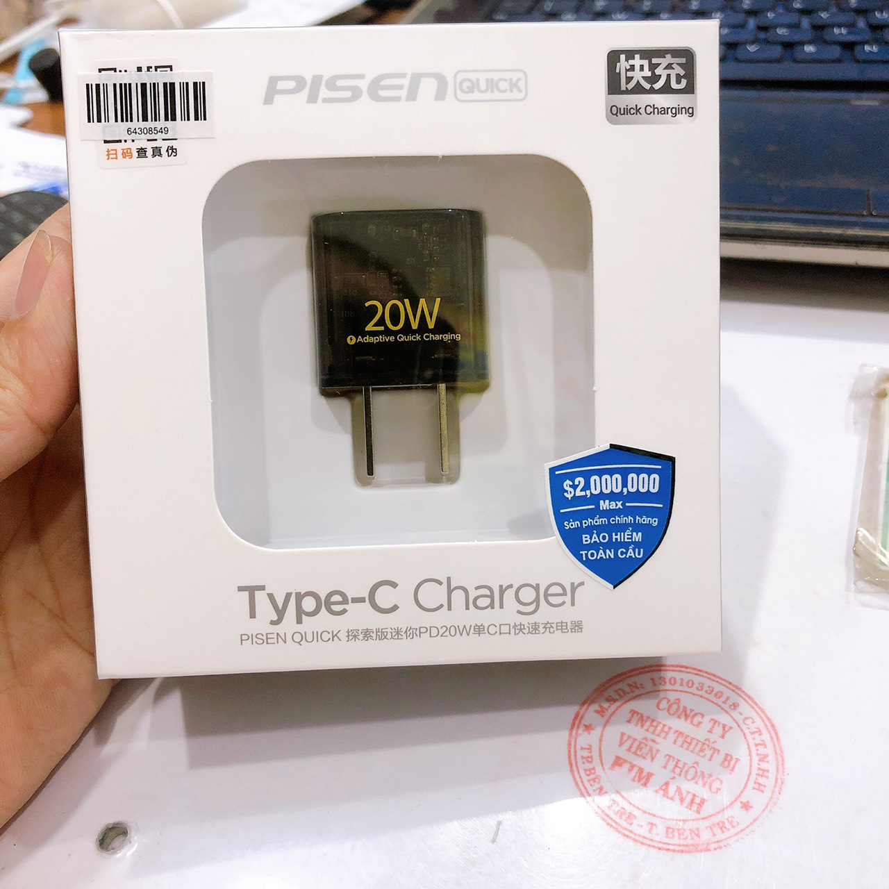 Cóc sạc nhanh PISEN Quick Ice Crystal PD 20W Explorer KPD201 siêu nhỏ, vỏ ngoài trong suốt lộ main, Hàng chính hãng