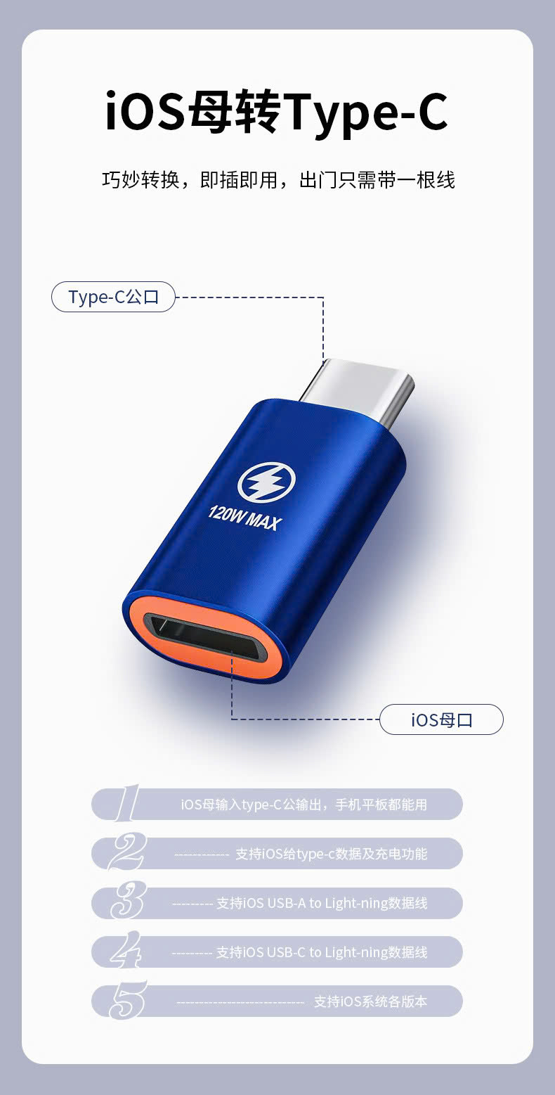 Đầu chuyển OTG ( Z51) truyền dữ liệu nhanh 120W từ cổng L Sang Type C, nhanh chóng và tiện lợi cho công việc của bạn