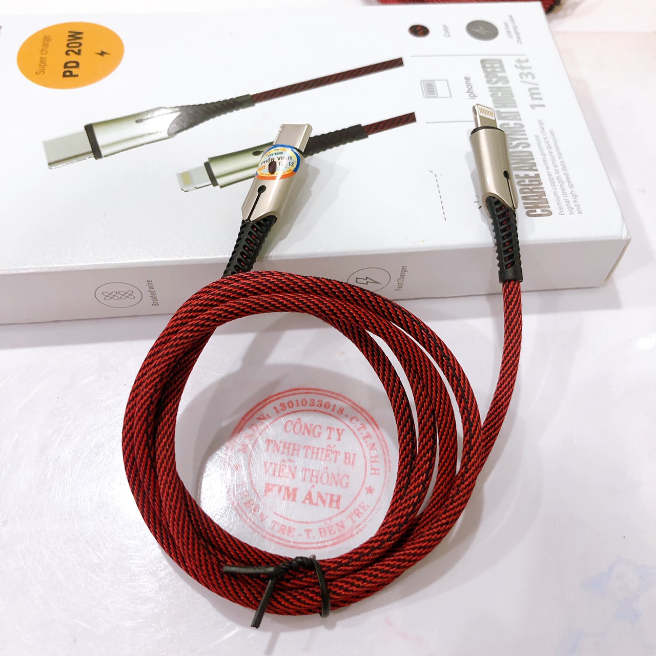 Dây sạc nhanh Hammer C15 chân cắm  Type C ra L công suất PD 20W, dây bện dù, hàng chính hãng bảo hành 12 tháng