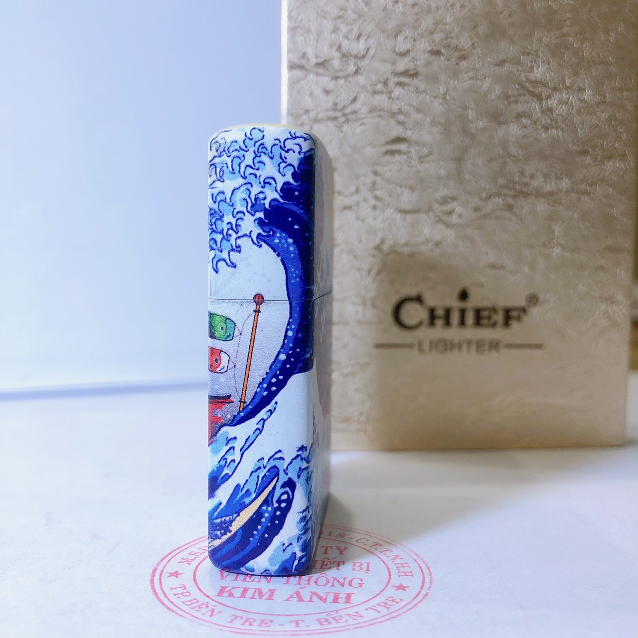 Hộp quẹt, bật lửa Chief đồng nguyên chất chủ đề Mèo May Mắn, hàng loại 1 cao cấp vỏ bằng đồng