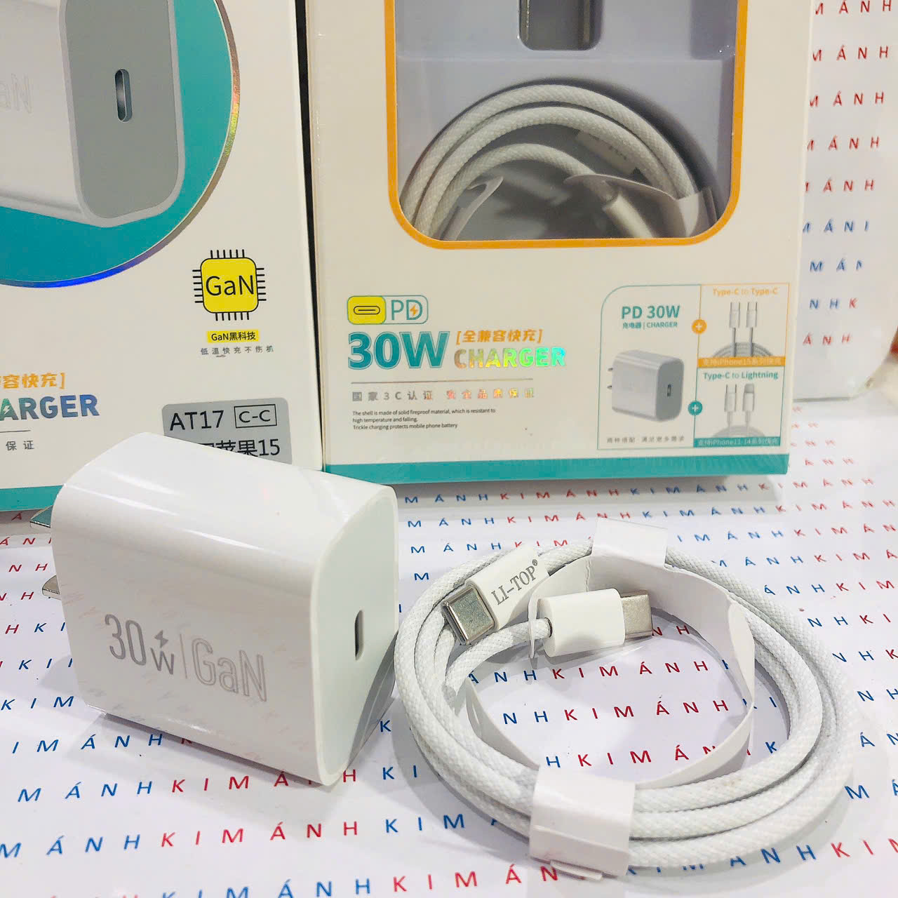Bộ sạc nhanh LI-TOP GaN AT17 chân Type C công suất PD 30W, có chứng nhận 3C tiêu chuẩn quốc gia, hàng chính hãng