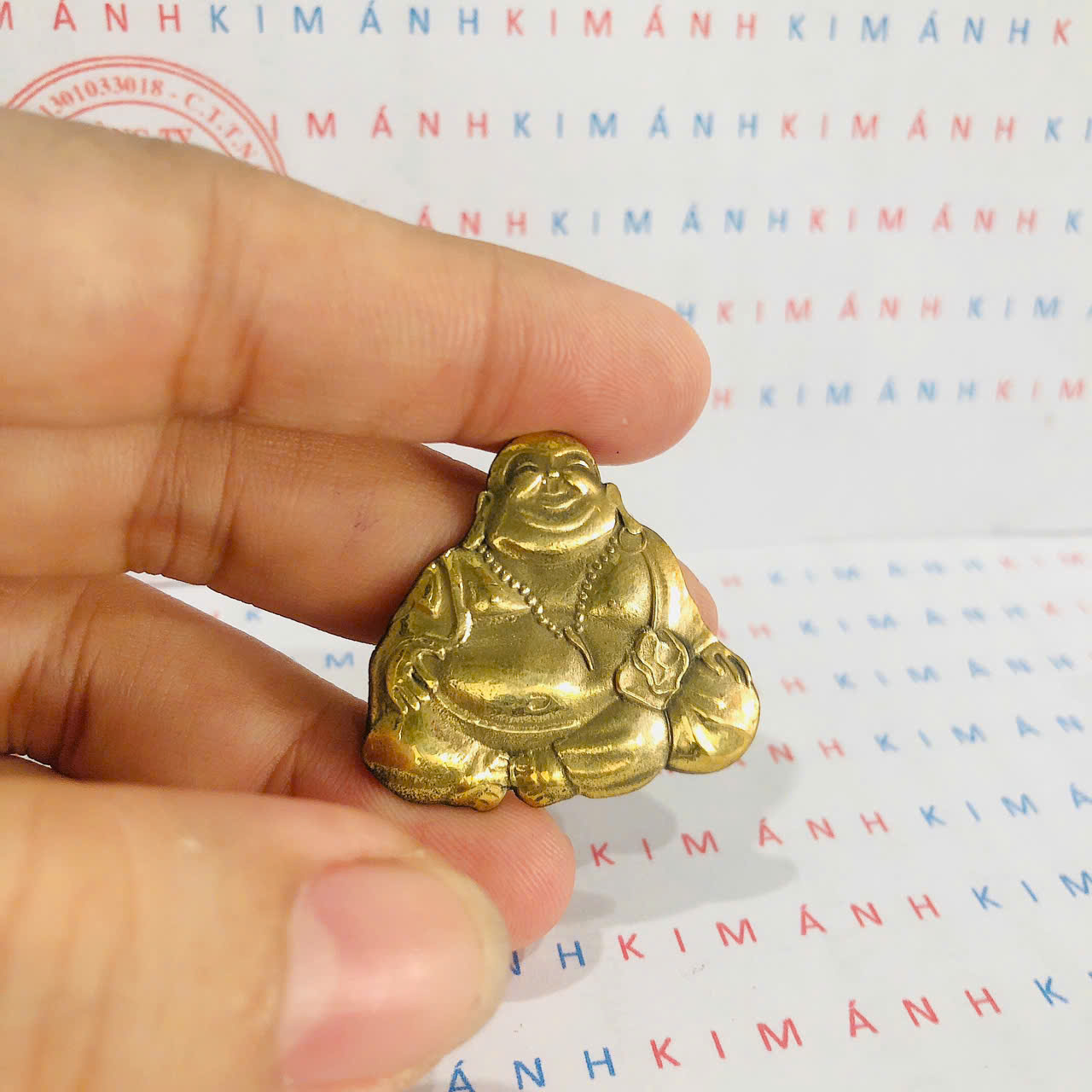 Miếng dán Eblem trang trí Zip po chủ đề Ông Phật Di Lặc, chất liệu đồng thau Solid Brass, hàng chuẩn zin Mỹ