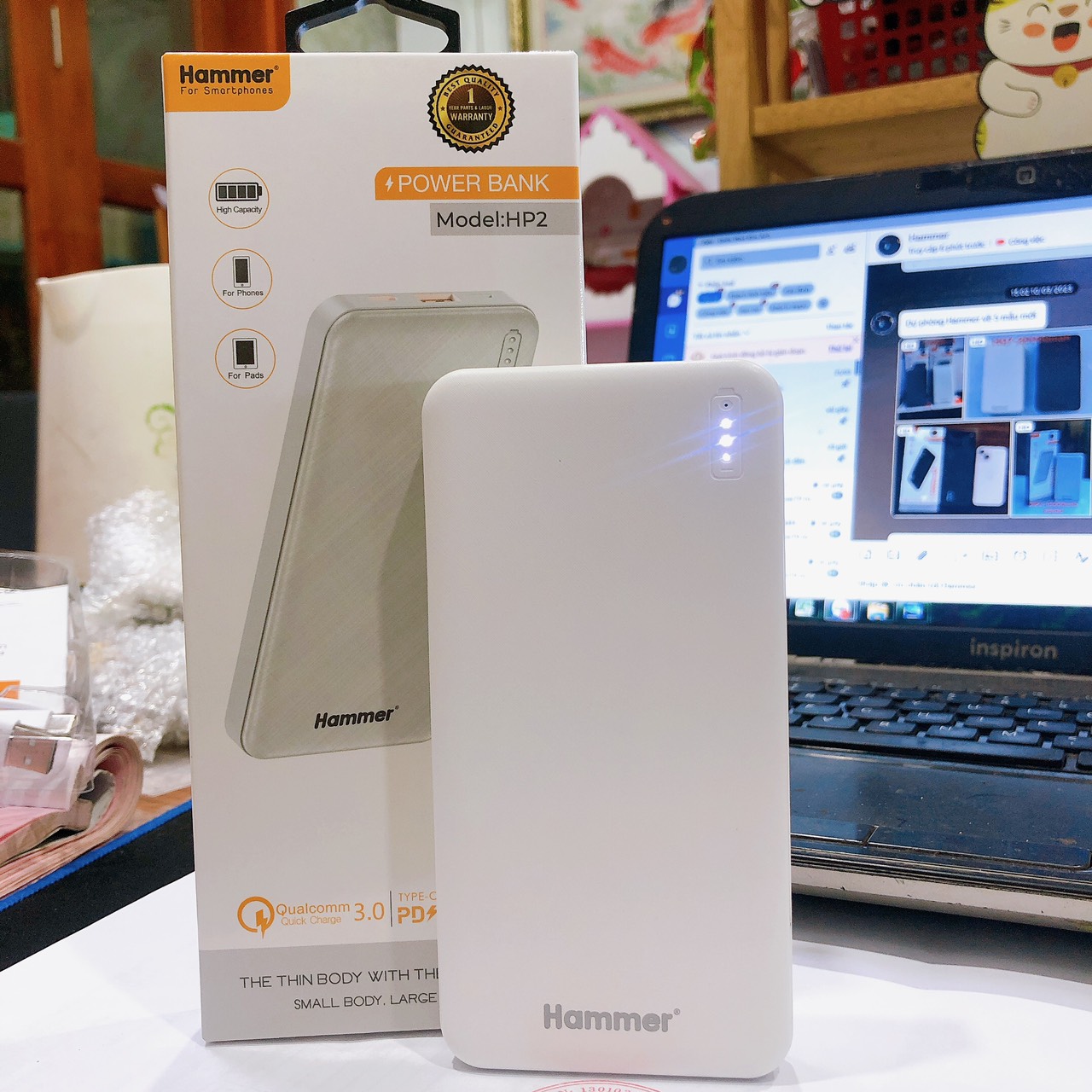 Pin sạc dự phòng Hammer (HP2) 10.000 mAh, sạc nhanh QC 3.0, PD 20w, Hàng chính hãng