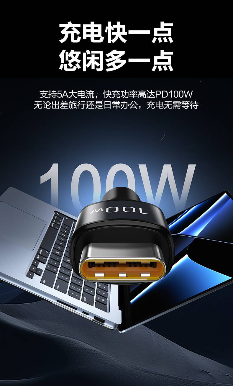 Dây sạc nhanh Pisen LT-TC38-1000, Công suất 100W, dây dù chống rối 3in1 (L/ Type-C/ Micro), hàng chính hãng nội địa