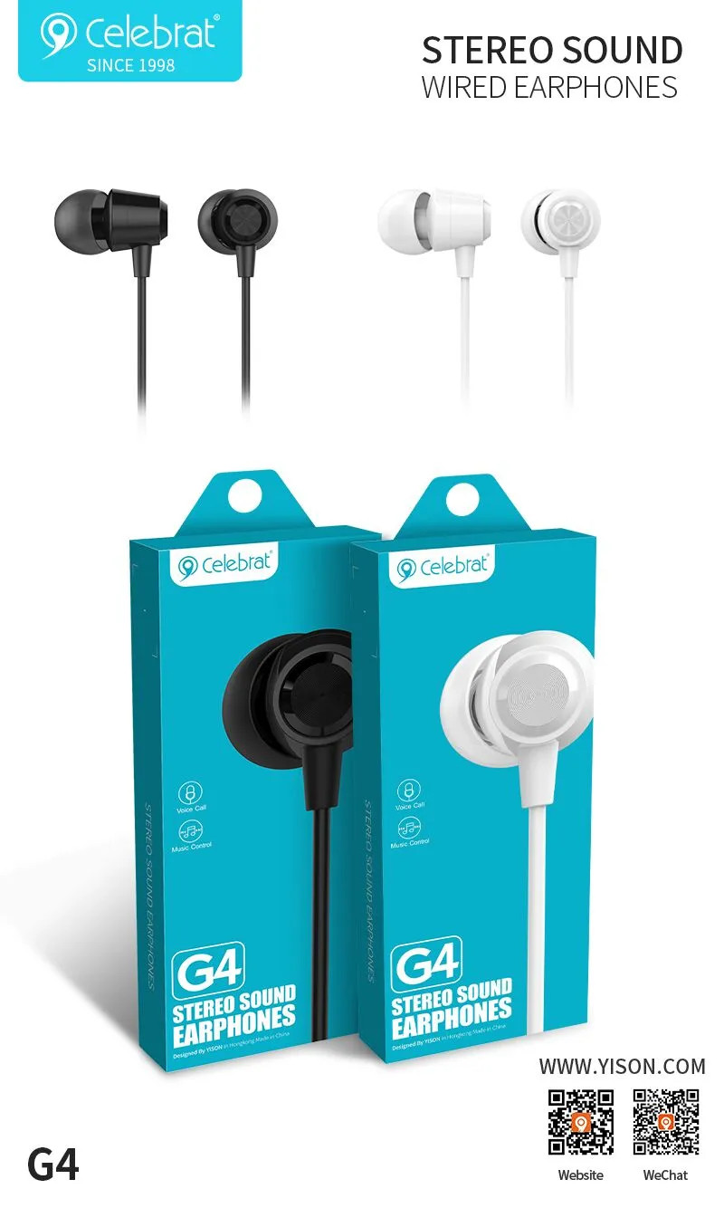 Tai nghe Earphone Celebrat G4 chân cắm tròn 3.5mm, hàng chính hãng