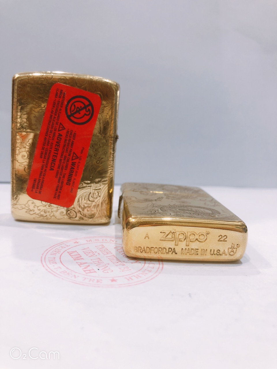 Bật lửa, hộp quẹt Zippo Armor vỏ dầy, khắc chìm chủ đề Long Phụng Giao Tranh, Hàng loại 1 vỏ bằng đồng có tem đỏ