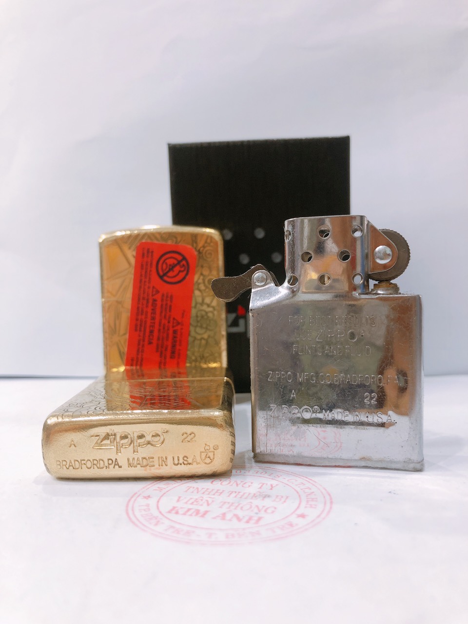 Bật lửa, hộp quẹt Zippo Armor vỏ dầy, khắc chìm chủ đề Đầu Mãnh Hổ hai mặt , Hàng loại 1 vỏ bằng đồng có tem đỏ