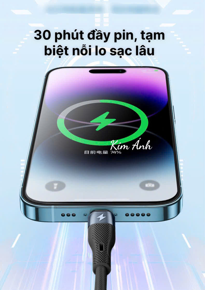 Dây sạc LI-TOP LX73, công suất 100W, chân L, dây bọc lớp cao su mềm chống rách, đầu lưới SR chống uốn, hàng chính hãng