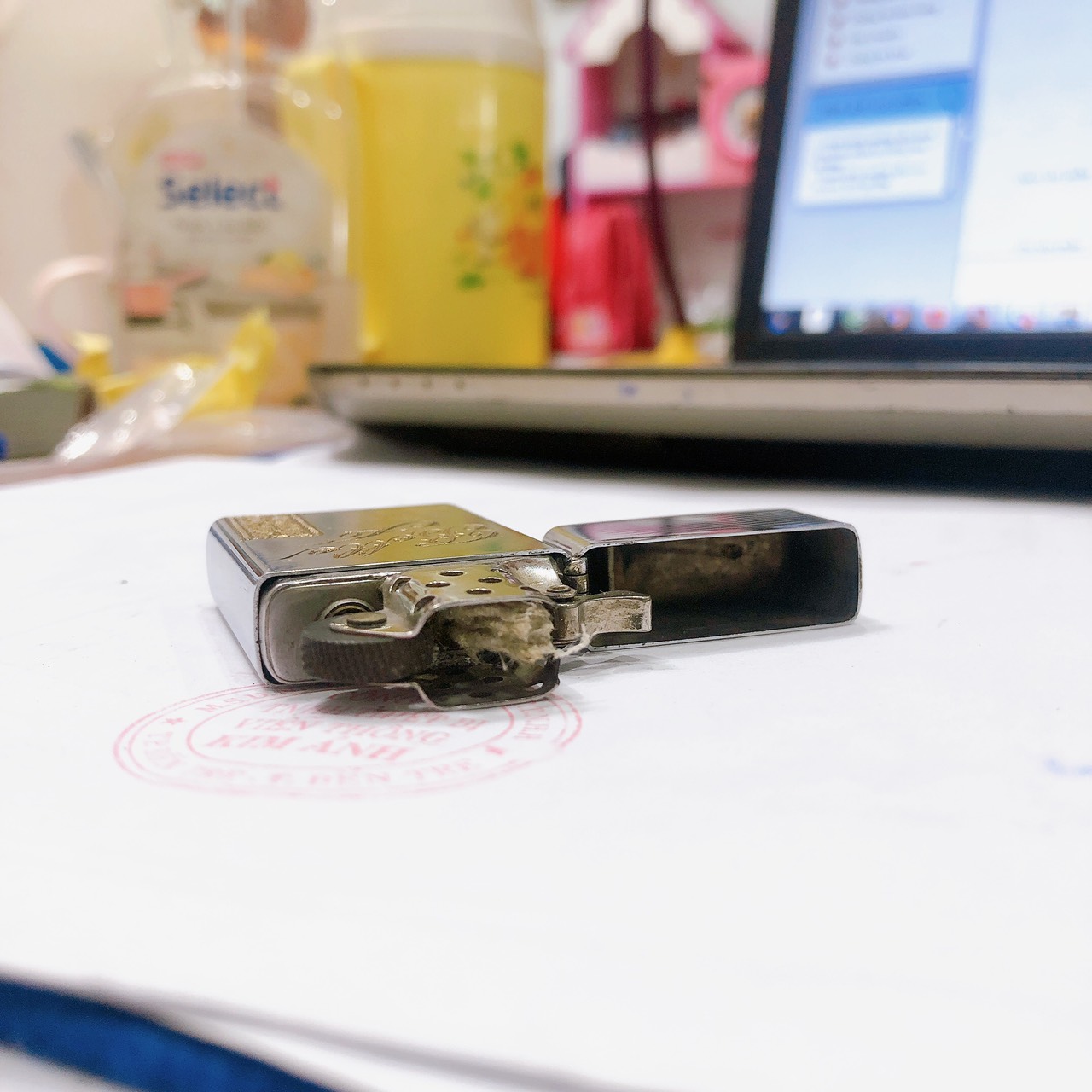 Hộp quẹt, bật lửa Zippo MỸ high polish chrome khắc ăn mòn Beller, sản xuất 1965, Hàng chính hãng