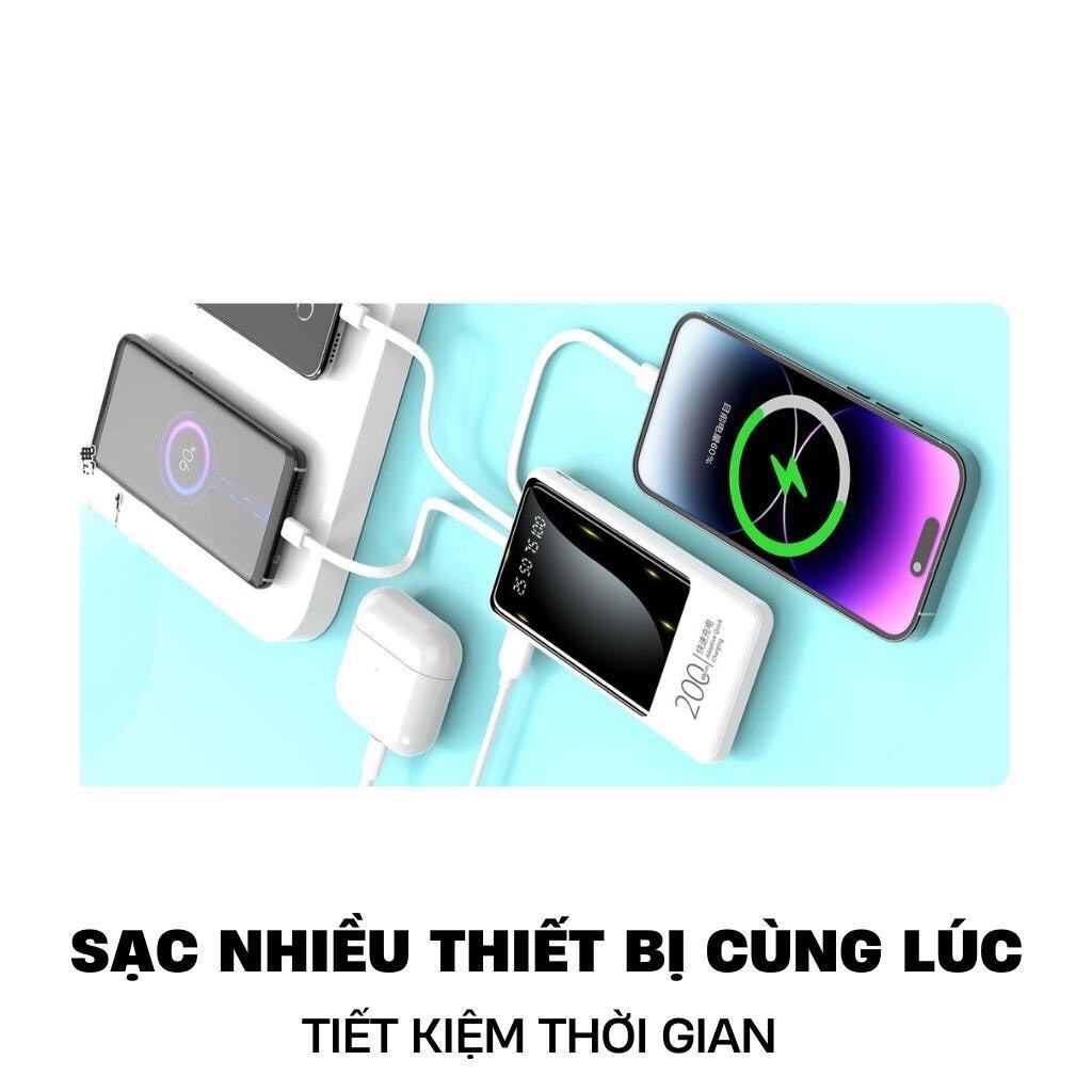 Pin sạc dự phòng chính hãng SYC S140, dung lượng 20000mAh có màn hình hiển thị pin, kèm cáp sạc tiện lợi khi di chuyển