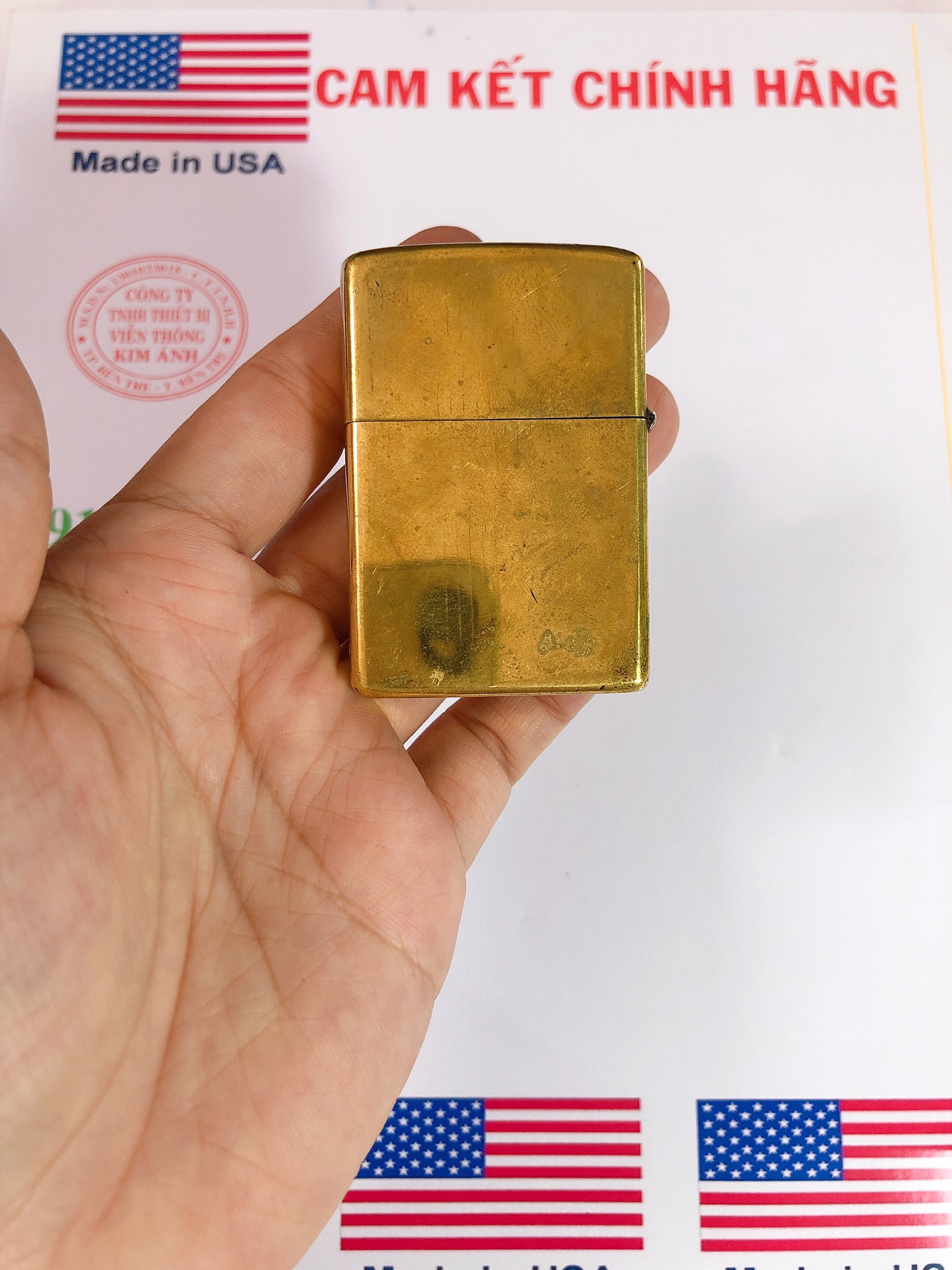 Bật lửa Zippo Mỹ Brass, chữ xéo sản xuất 1974