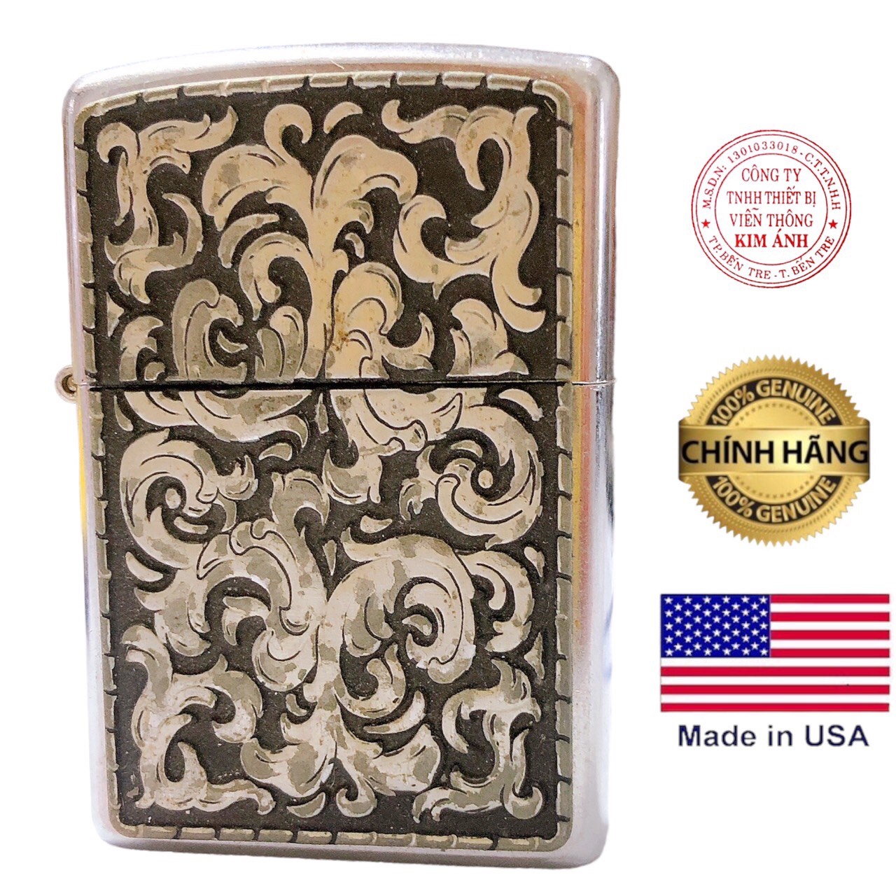 Bật lửa, hộp quẹt Zippo Mỹ Eblem Hoa Văn Ý đẹp, Hàng chính hãng