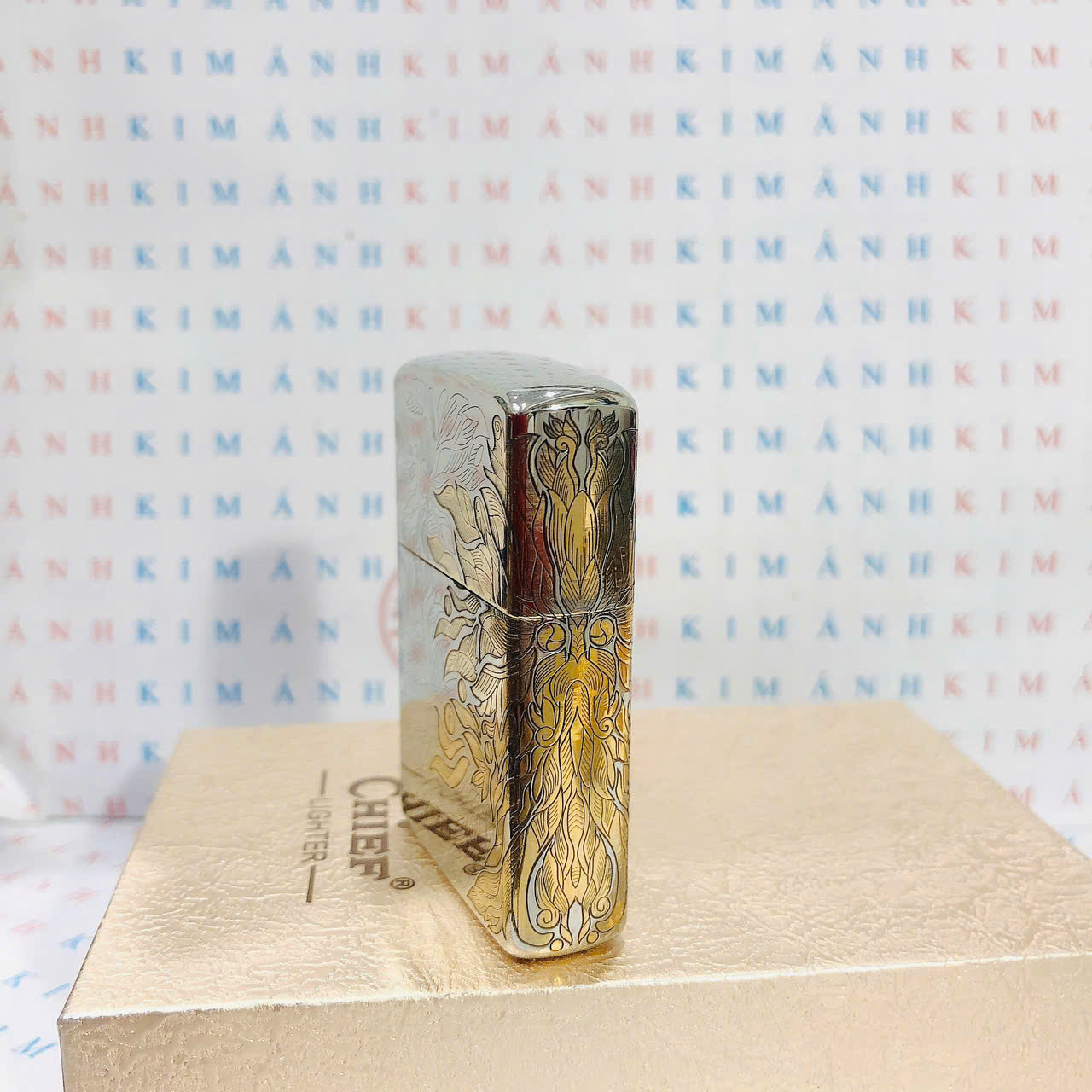 Hộp quẹt, bật lửa CHIEF chính hãng, khắc laser chủ đề ORIGIN LIMITED, vỏ bằng đồng bền bỉ sáng bóng theo thời gian