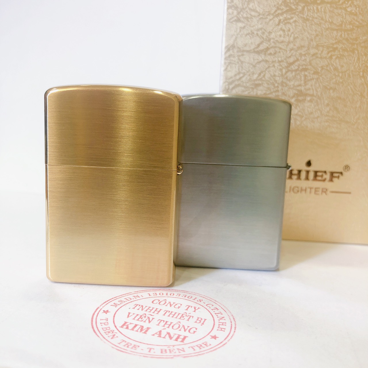 Hộp quẹt, bật lửa Chief đồng nguyên chất chủ đề Long Phụng Giao Tranh, hàng loại 1 cao cấp vỏ bằng đồng