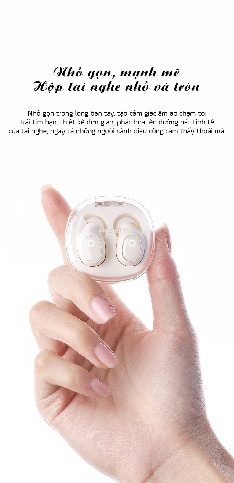 Tai nghe Bluetooth PISEN 60 True Wireless ( LV19JL ) màu trắng - Hàng chính hãng, bảo hành 18 tháng