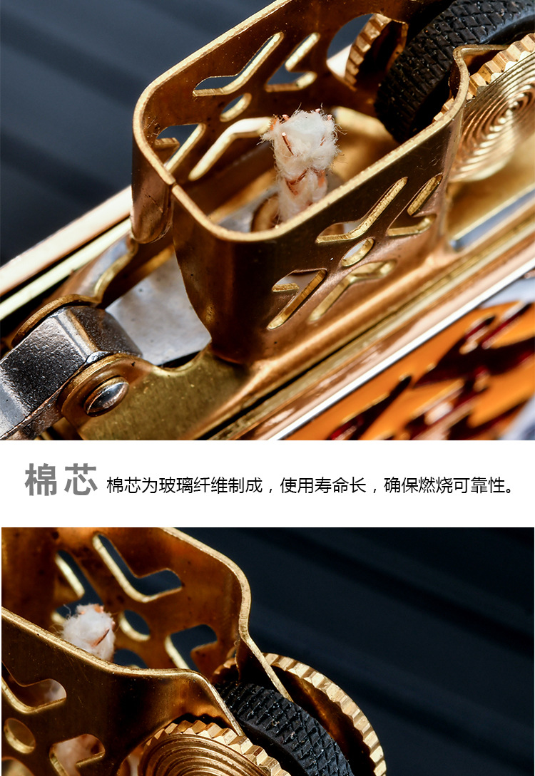 Bật lửa, hộp quẹt CHIEF chính hãng chủ đề Khảm men Lion Lucky Cat, hàng chính hãng vỏ bằng đồng càng dùng càng sáng