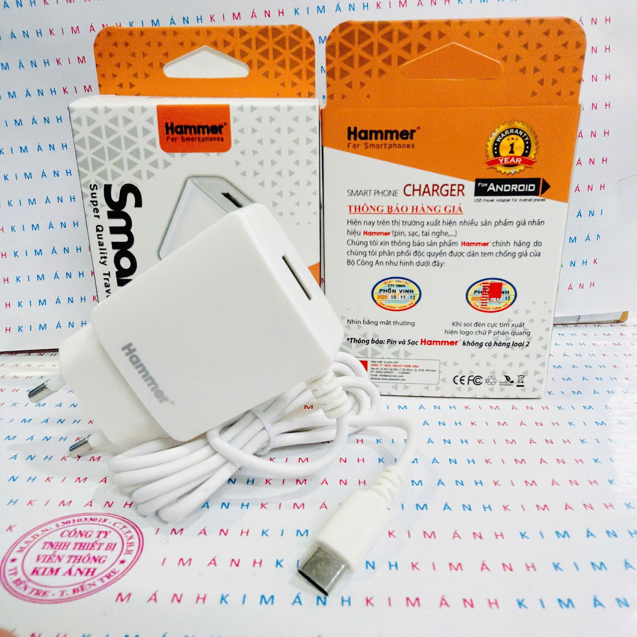 Sạc điện thoại Hammer 2.4A chân cắm Type C, có thêm cổng USB dự phòng, Kim Ánh bảo hành chính hãng, bao đổi trả