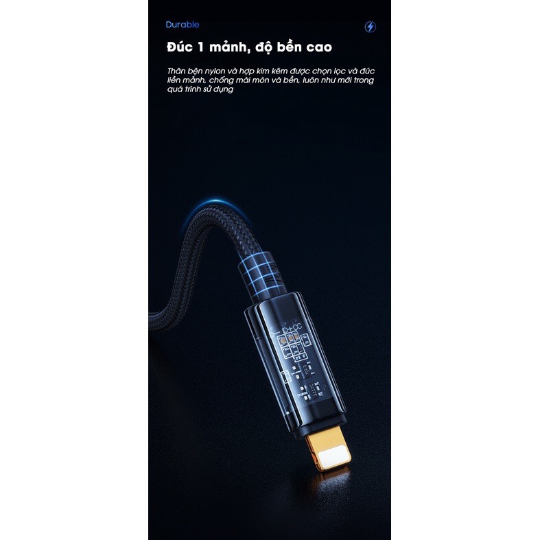 Bộ cóc va cáp sạc nhanh PISEN Quick Ice Crystal PD 20W Explorer 1200mm (QC-TC01-1200), sạc nhanh siêu mát, chính hãng